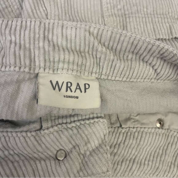 Wrap London Wide-Leg Cord Cotton & Linen Trousers In Ice Gray Size US 8 - Picture 5 of 8